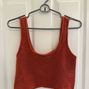 Lulus Rust Crochet Knit Tank Top